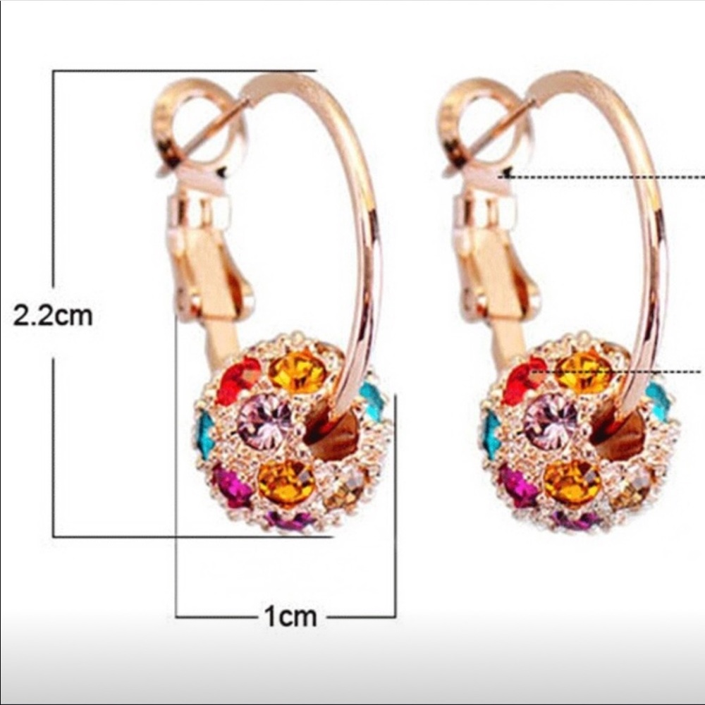Austrian Crystal Ball Gold Colorful Earrings